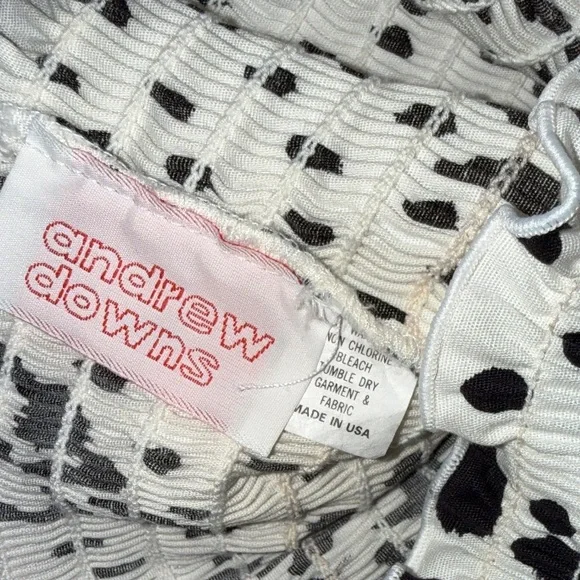 Vintage 1980s Andrew Downs floral white and black wide leg jumpsuit - Picture 2 of 3